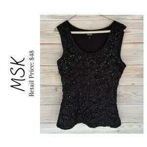 MSK Black Sequin Nights Tank